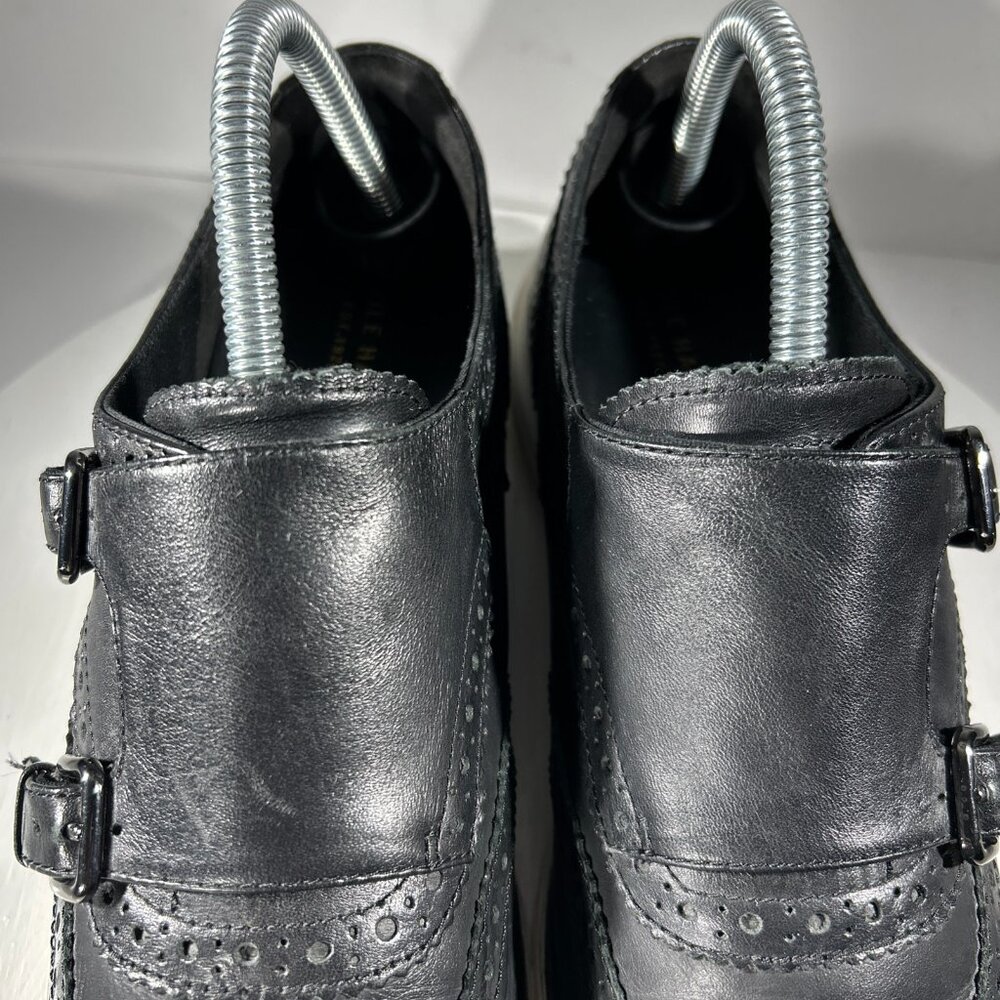 Cole Haan Wingtip Monk Strap Buckle Double Strap Womens Dress Shoes Size 9 Black - Picture 3 of 12